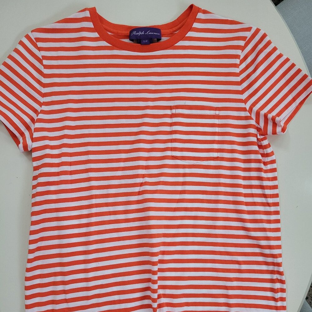 Ralph Lauren purple label t shirt striped summer orange white SZ s/m